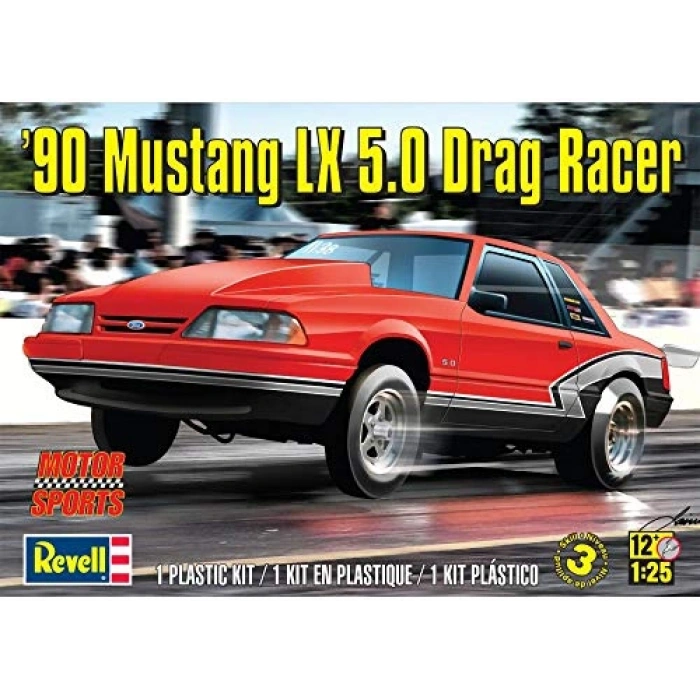 Monogram ölçek 1: 25  1990 Mustang LX 5.0 Drag Race Auto (çok renkli)