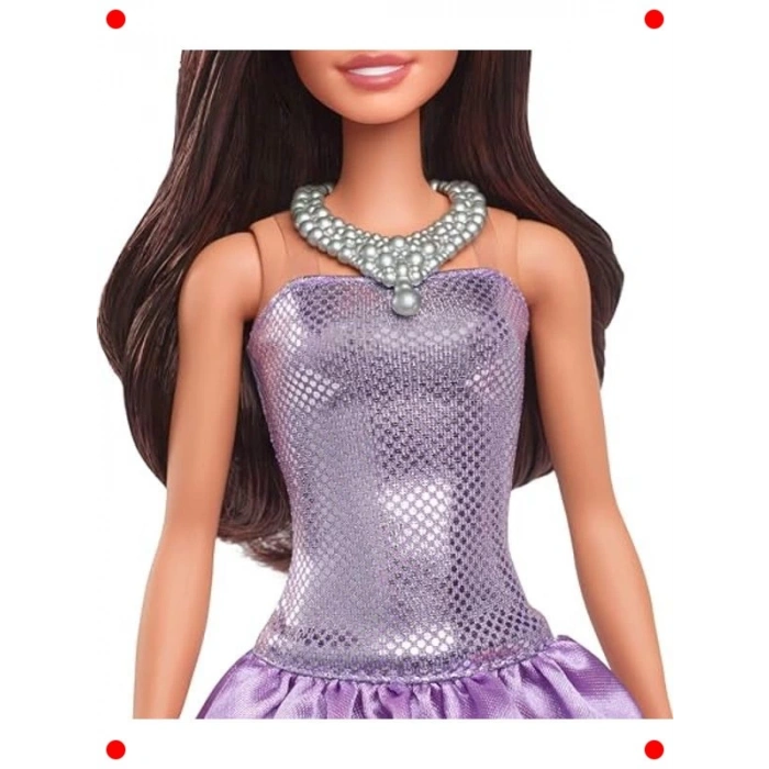 Mor Elbiseli Esmer Parti Bebeği - Şık Tasarım