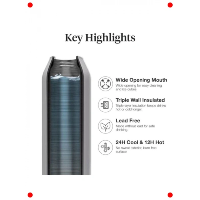 Mor Erik Renkli 750 ml 3 Katmanlı Paslanmaz Çelik Termos