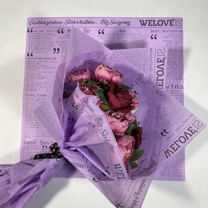 Mor Renkli Mat Buket Kağıdı, 10 Sayfa