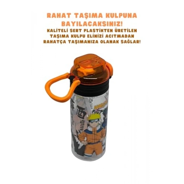 Naruto Temalı 500ml Silikon Pipetli Su Matarası, Eğlenceli