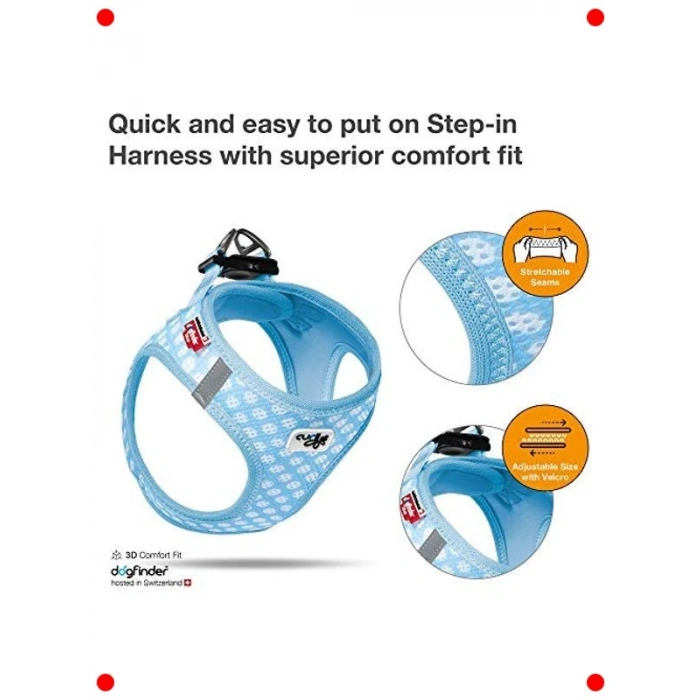 Nefes Alan Göğüs Tasması & Gezdirme Seti, Açık Mavi