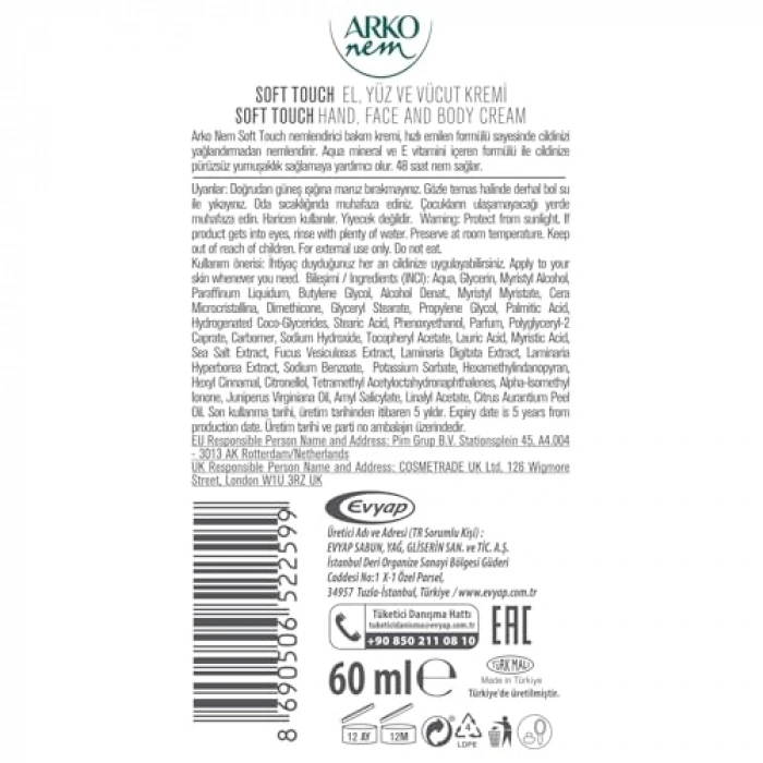Nemlendirici Etkiye Sahip Soft Touch - 60 ml