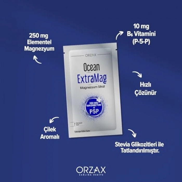 Ocean Extramag 250 Magnezyum Sitrat + P5P 30 Saşe
