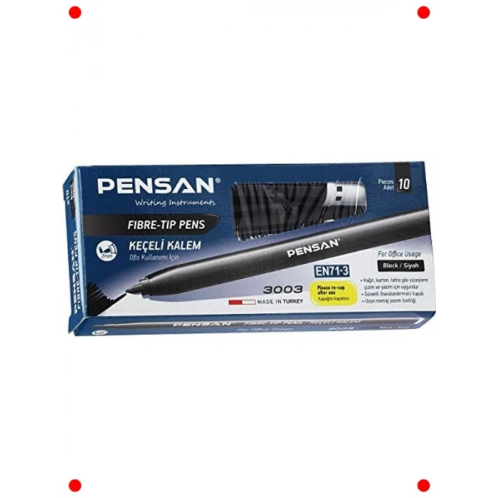 Ofis Tipi Keçeli Kalem, Siyah, 10lu Set