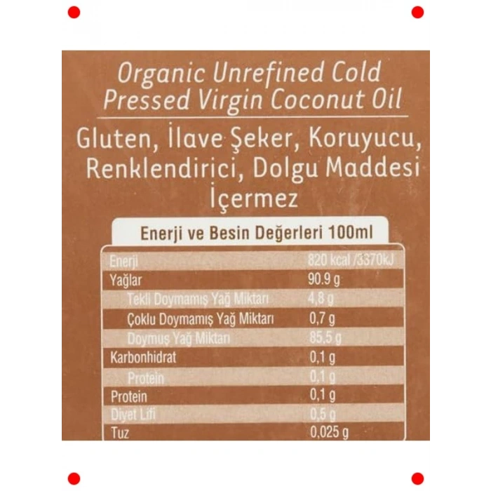 Organik Hindistan Cevizi Yağı 200 ml