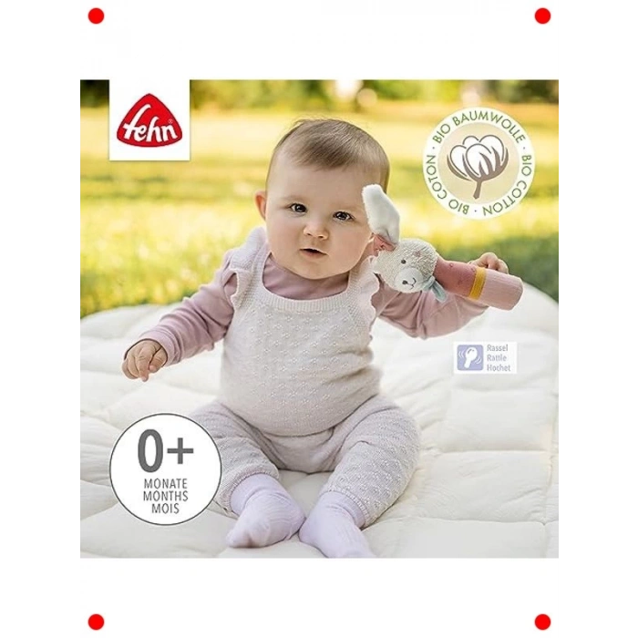 Organik Pamuk Tavşan Çıngırak & Kavrama Oyuncağı (0+ Ay)