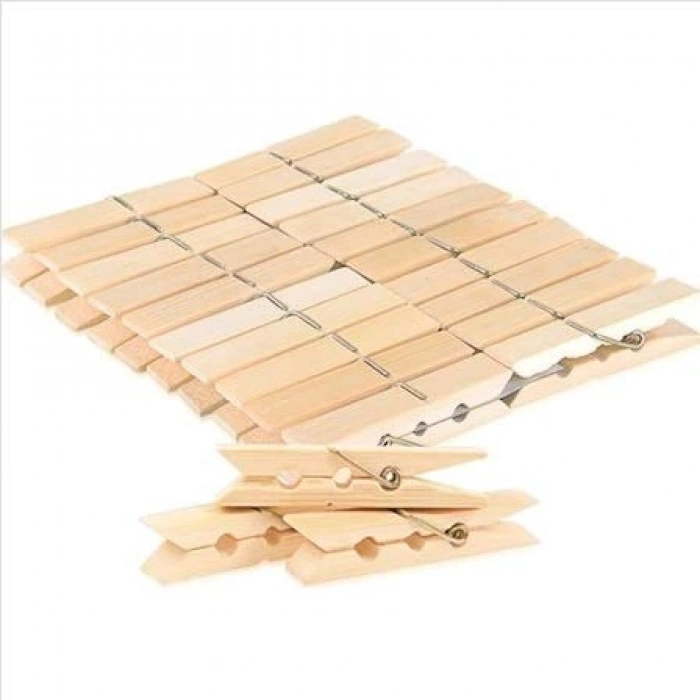 Orta Boy Ahşap Çamaşır Mandalı, 72li Paket