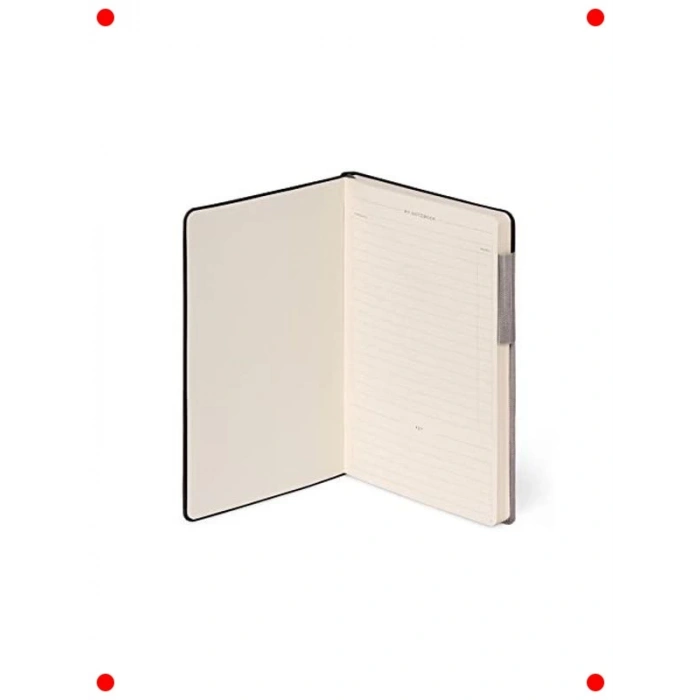 Orta Boy Çizgili Defter - Gri Elmas Desen