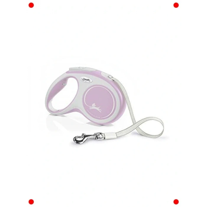 Orta Boy Pembe Otomatik Şerit Köpek Tasması 5 Metre