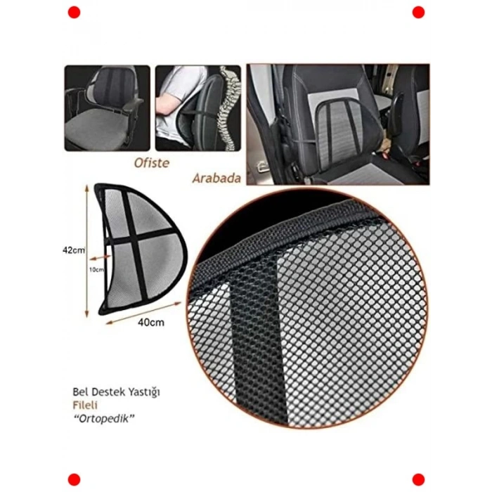 Ortopedik Fileli Bel Sırt Destek Minderi
