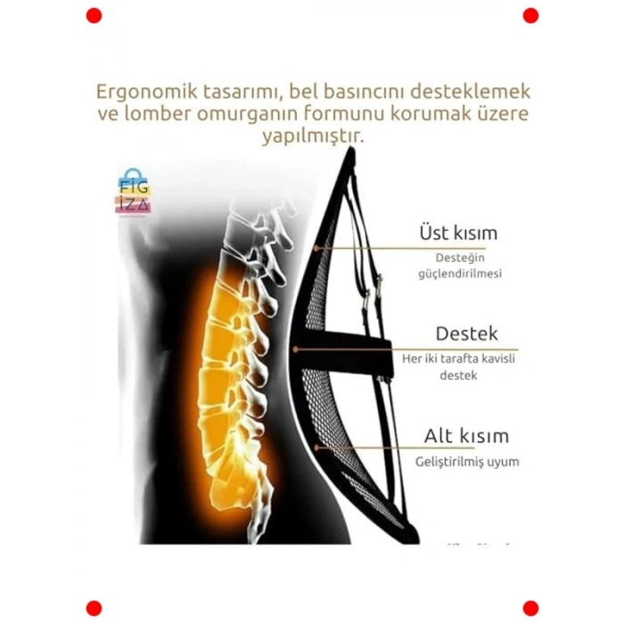 Ortopedik Fileli Sırt ve Bel Destek Minderi