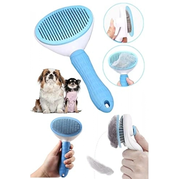 Otomatik Düğmeli Evcil Hayvan Tarağı, Mavi