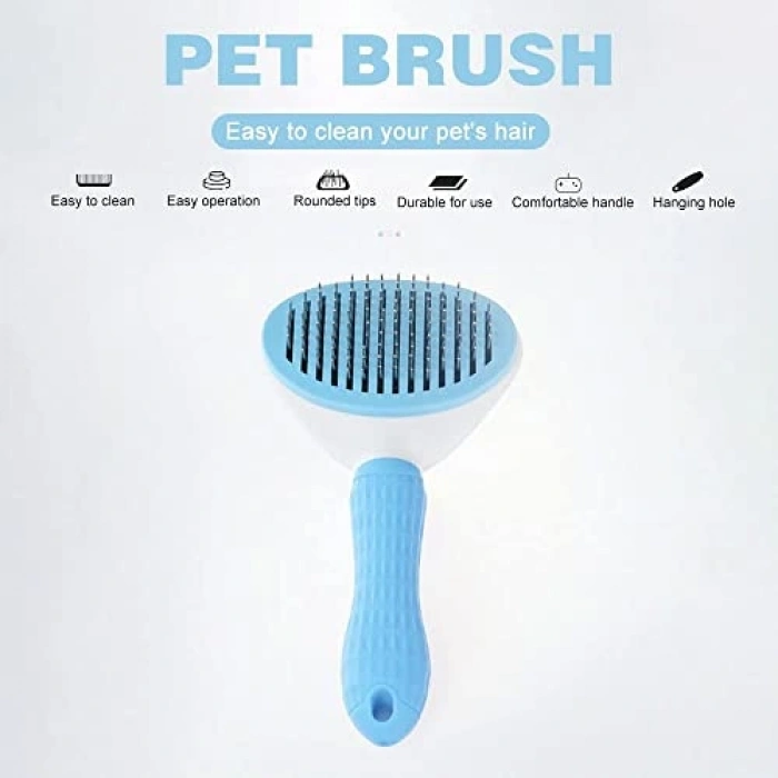 Otomatik Düğmeli Evcil Hayvan Tarağı, Mavi