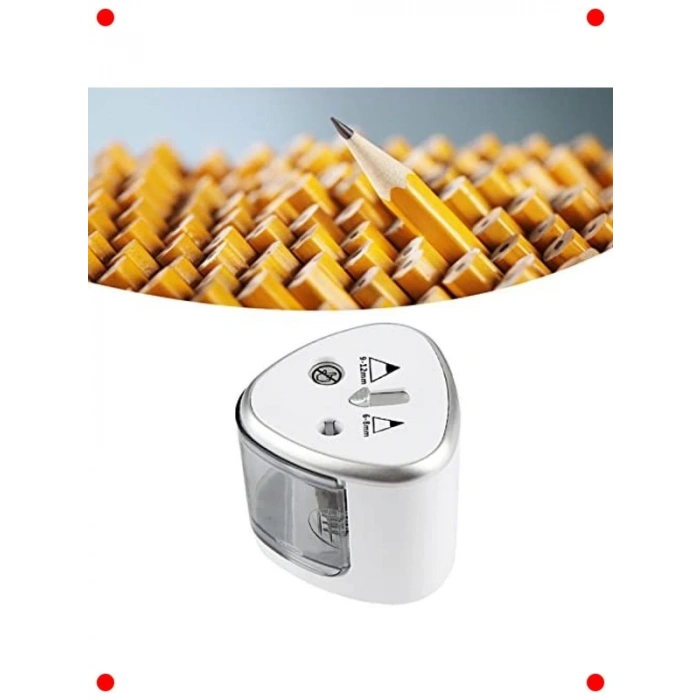 Otomatik Elektrikli Kalemtıraş (Çift Delikli, Gri)