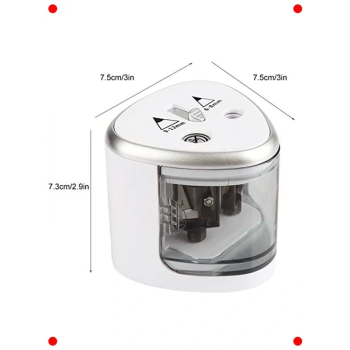 Otomatik Elektrikli Kalemtıraş (Çift Delikli, Gri)