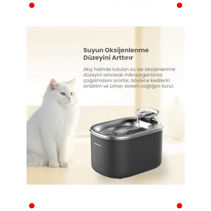 Otomatik Kedi Su Sebili - 3.5 Lt Ultra Sessiz (Siyah)