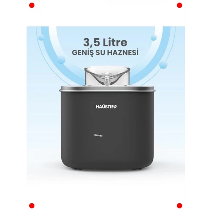 Otomatik Kedi Su Sebili - 3.5 Lt Ultra Sessiz (Siyah)