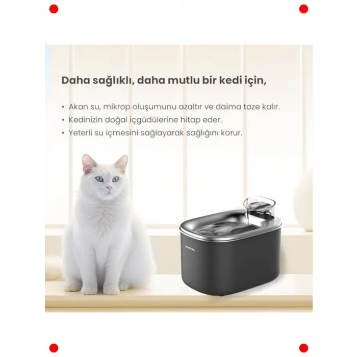Otomatik Kedi Su Sebili - 3.5 Lt Ultra Sessiz (Siyah)