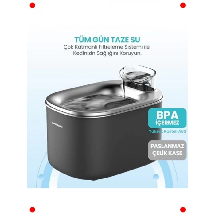 Otomatik Kedi Su Sebili - 3.5 Lt Ultra Sessiz (Siyah)