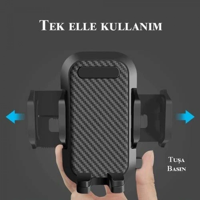 Otomatik Klipsli Vantuzlu Araç Telefon Tutacağı, Siyah