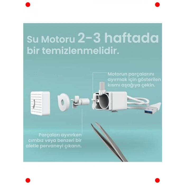 Otomatik Ultra Sessiz Kedi Su Pınarı 2.3 Lt, USBli