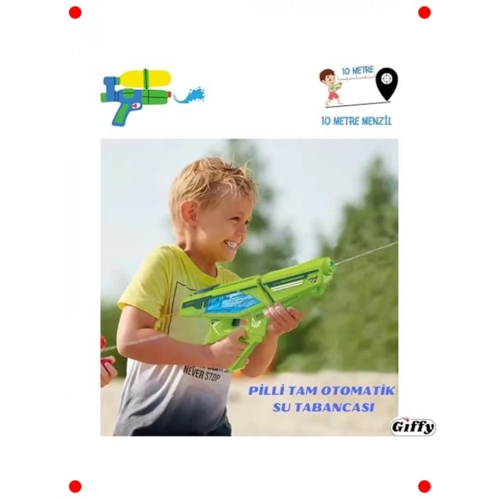 Otomatik Yeşil Pilli Su Tabancası - Yüksek Menzilli