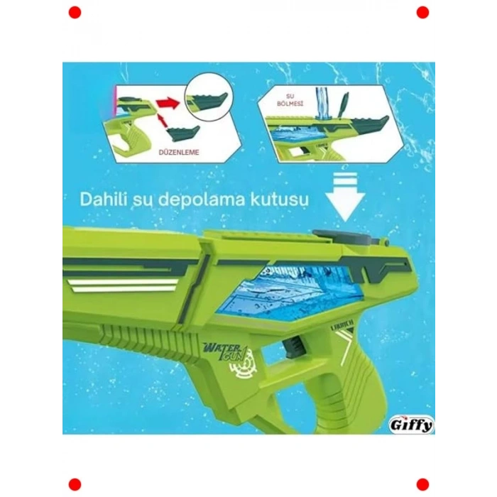 Otomatik Yeşil Pilli Su Tabancası - Yüksek Menzilli