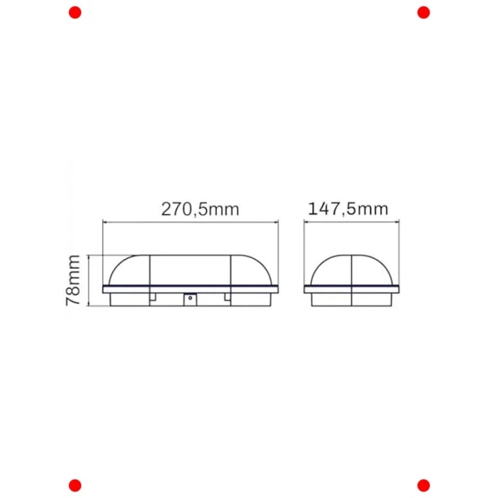 Oval 20W LED Nemliyer Armatür - IP65 Su Geçirmez Lamba