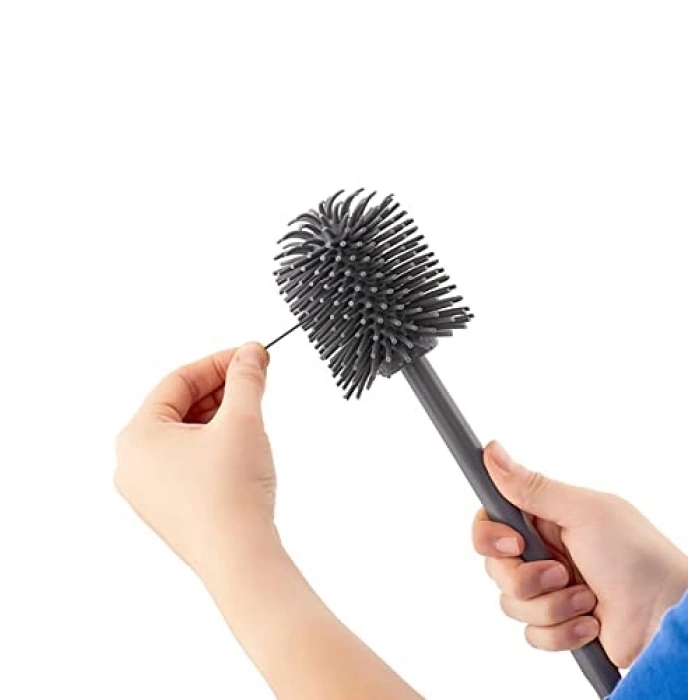 Oval Siyah Silikon Tuvalet Fırçası - Modern ve Kullanışlı
