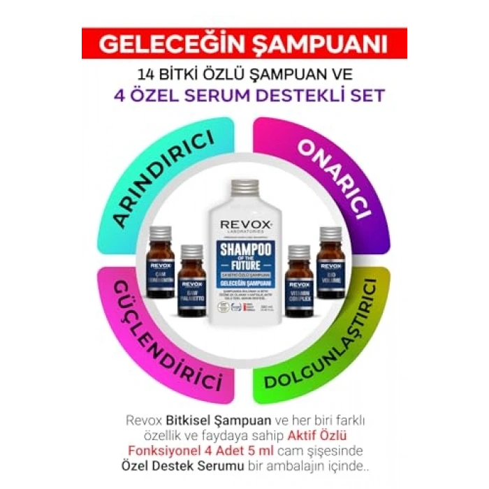 Özel Destek Serumu ile Bitkisel Şampuan Seti, 4 Adet