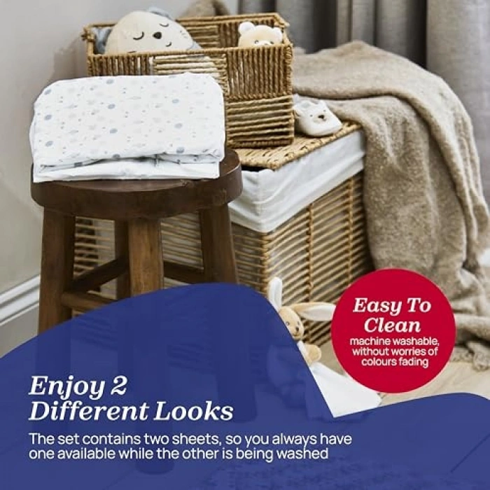 Pamuklu İki Parça Çarşaf Seti, Chicco Confetti Temalı