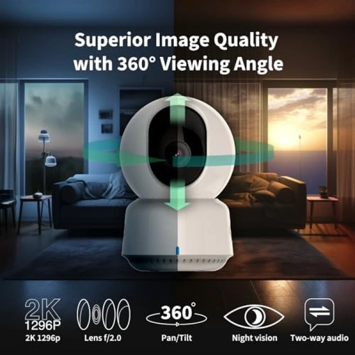 Pan & Tilt Özellikli 2K İç Kamera, Wi-Fi 6 ve Akıllı Ev Desteği