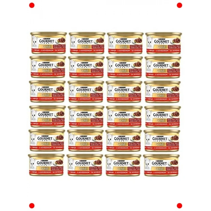 Parça Etli Sığır Etli Yaş Kedi Maması 24x85 gr Çoklu Paket