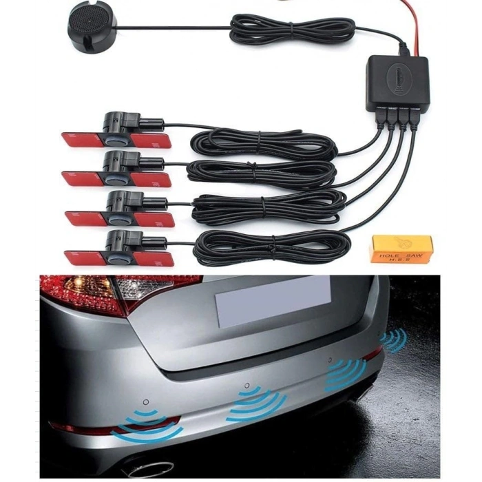 Park Sensörü Gri, 4 Sensörlü Arka Görüş Siste, Sesli Uyarı, Orjinal Lens Görünümlü