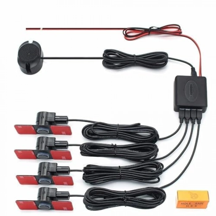 Park Sensörü Gri, 4 Sensörlü Arka Görüş Siste, Sesli Uyarı, Orjinal Lens Görünümlü