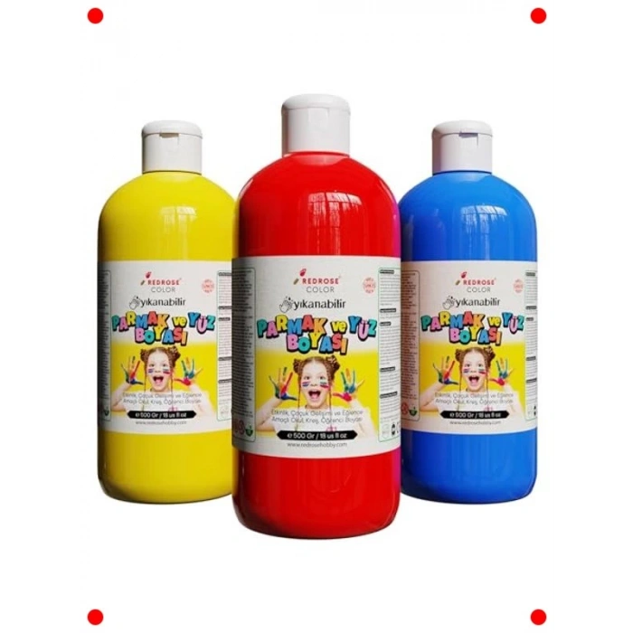 Parmak Boyası 3lü Set (Kırmızı, Mavi, Sarı) 3x500 gr