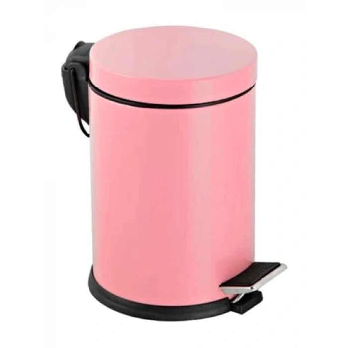 Paslanmaz Banyo-Mutfak Pedallı Çöp Kovası, 3 Litre Hacimli, Pembe