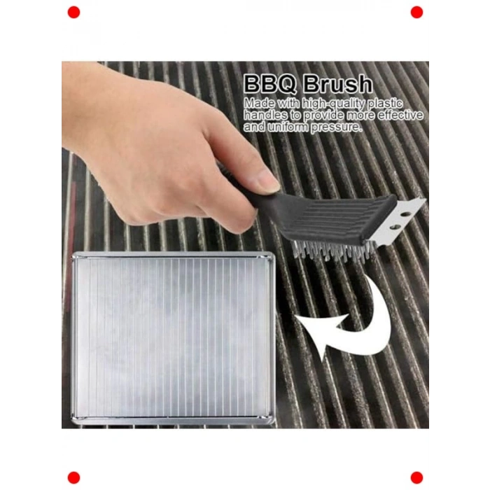 Paslanmaz Çelik 2si 1 Arada Mangal Temizleme Fırçası