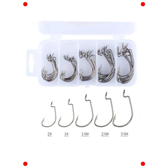 Paslanmaz Çelik 50li Texas Rig Olta İğne Seti