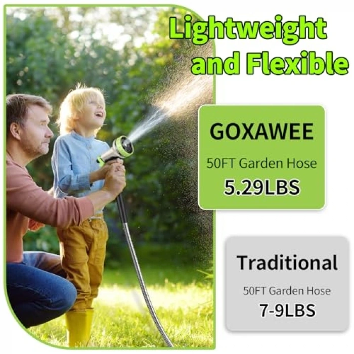 Paslanmaz Çelik Bahçe Hortumu, 10 İşlevli, 50 FT Uzunluk