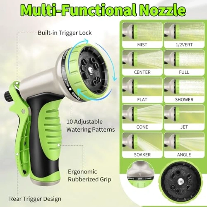 Paslanmaz Çelik Bahçe Hortumu, 10 İşlevli, 50 FT Uzunluk