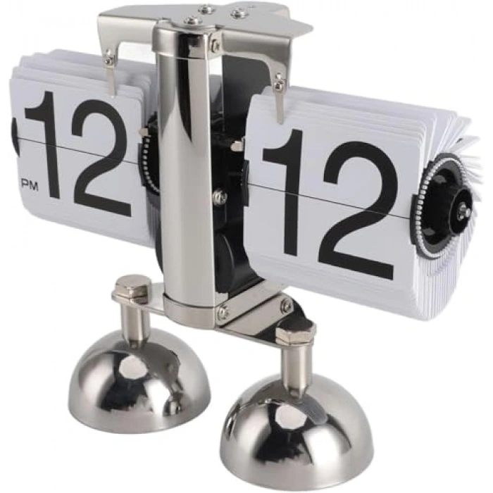 Paslanmaz Çelik Çift Bacaklı Masa Saati, Retro Yaprak Tasarım