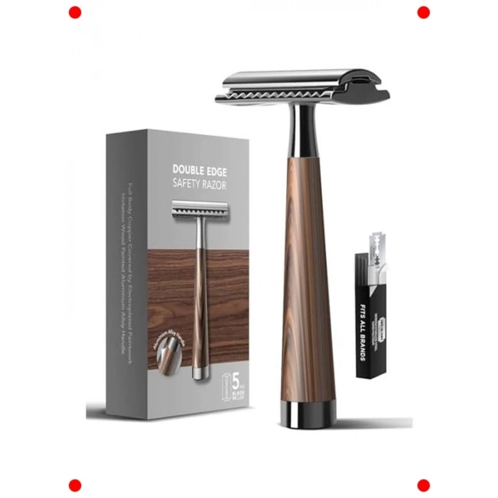Paslanmaz Çelik Çift Yönlü Manuel Traş Bıçağı + 10 Jilet