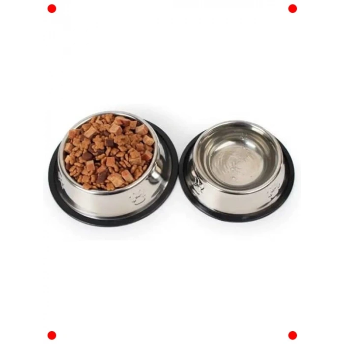 Paslanmaz Çelik Evcil Hayvan Mama/Su Kabı - Kaymaz
