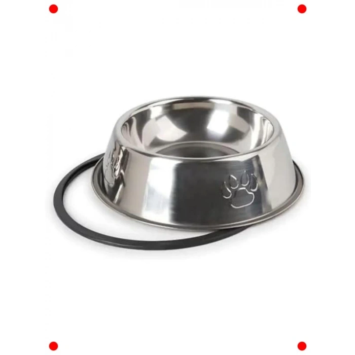 Paslanmaz Çelik Evcil Hayvan Mama/Su Kabı - Kaymaz