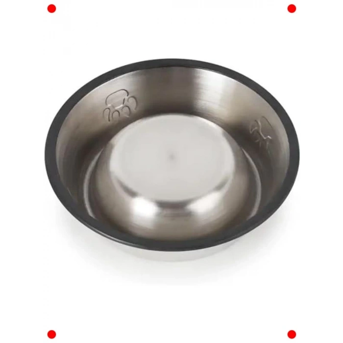 Paslanmaz Çelik Evcil Hayvan Mama/Su Kabı - Kaymaz