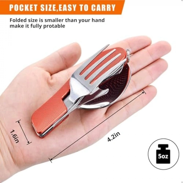 Paslanmaz Çelik Kamp Gereçleri Seti, 4ü 1 Arada Kullanım İçin