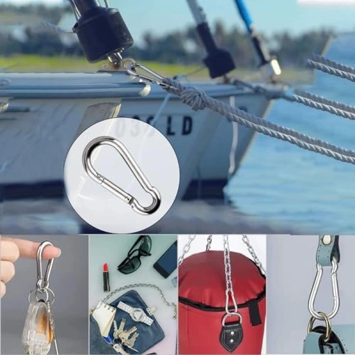 Paslanmaz çelik karabina, 12 mm boyutuyla kamp ve tırmanma için