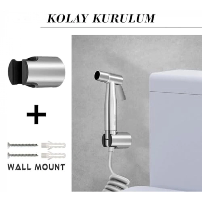 Paslanmaz Çelik Lavabo Seti, Kolay Montaj, Spiral Hortum